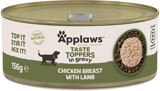 100% Natural Wet Dog Food Tins, Grain Free Chicken and Lamb in Gravy, 156G (Pack of 12)