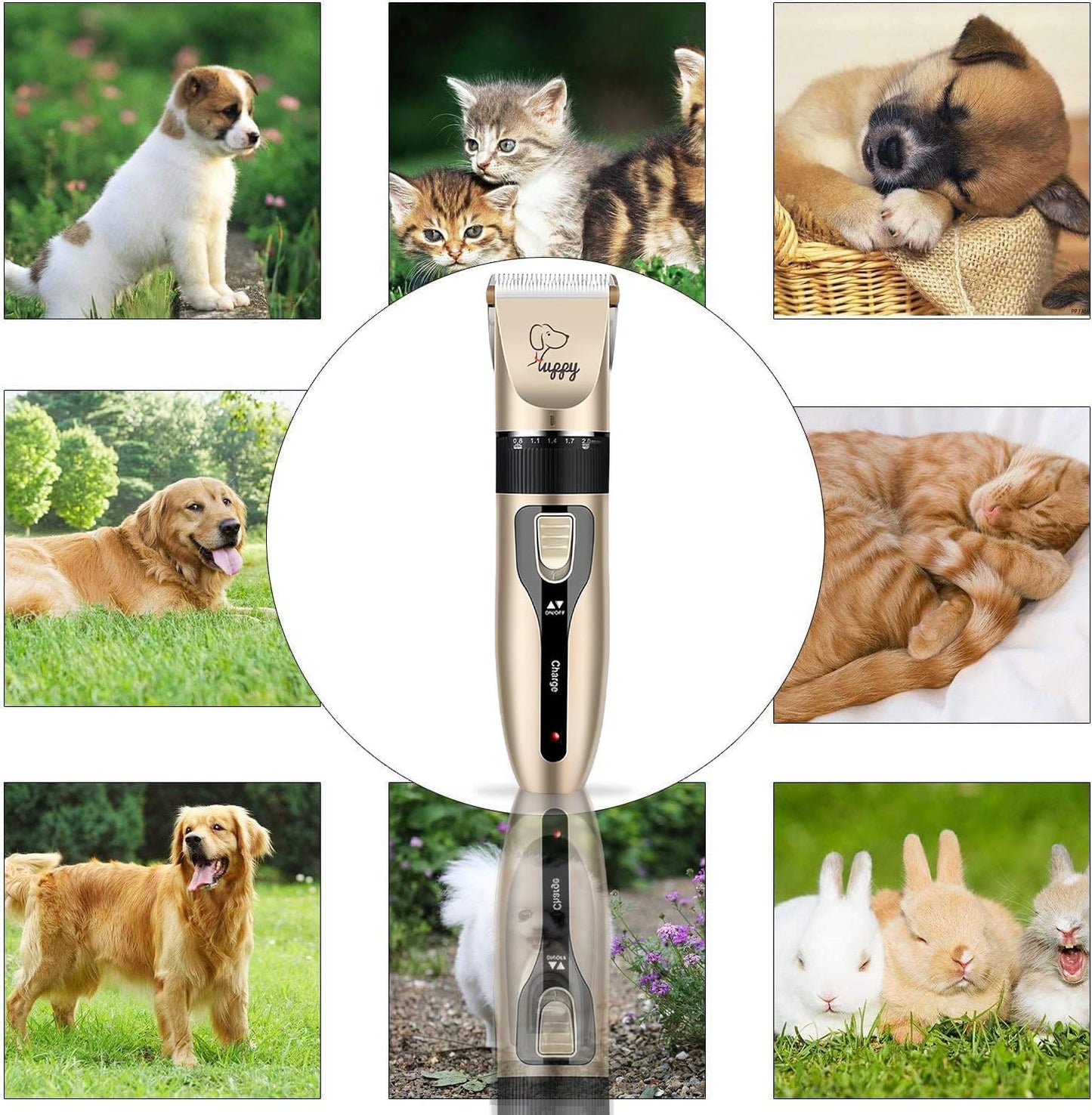 Professional Rechargeable Cordless Dog Grooming Clippers for Thick Fur - Low Noise with Detachable Metal Blade