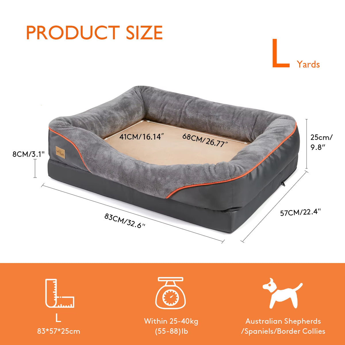 Jumbo Orthopedic Dog Bed Memory Foam Waterproof Mattress