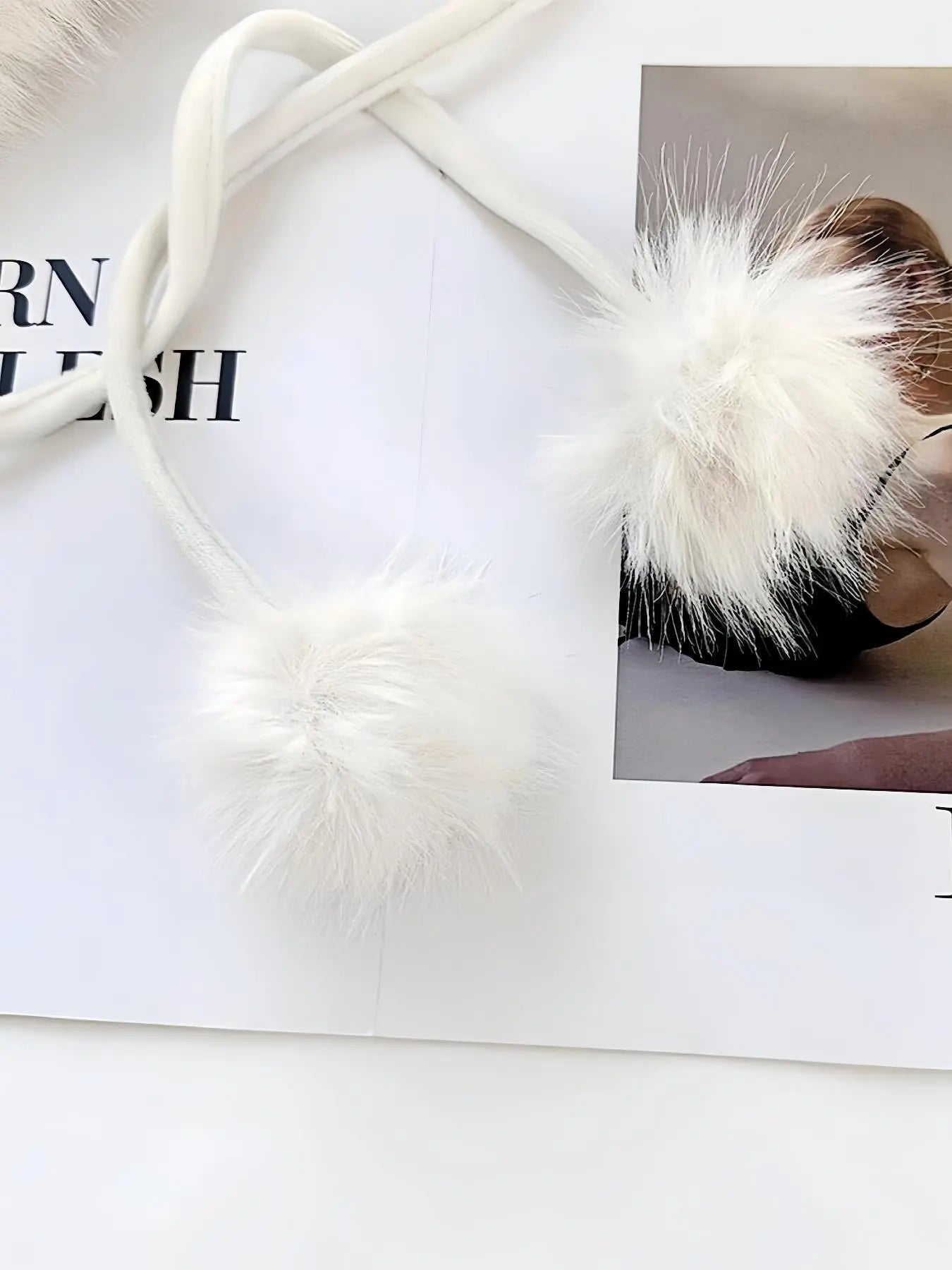 Cat Ear Design Pom Pom Plush Beanie Hat, Acrylic Insulated Earflap Hat with Bowknot, Stylish Warm Accessories for Women in Fall & Winter