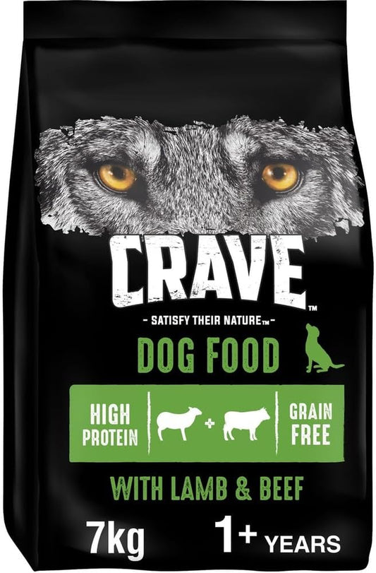 Lamb & Beef 7 Kg Bag, Premium Adult Dry Dog Food with High Protein, Grain-Free
