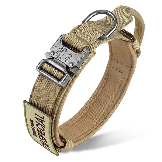 Tactical Dog Collar with Handle - Heavy Duty Accessory for Medium to Large Pets, Suitable for Dogs and Cats