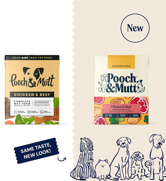 - Chicken & Beef, Complete Wet Dog Food Grain Free, Dry Dog Food Topper, 12X375G (Packaging May Vary)