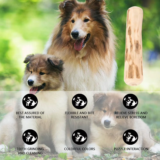 Natural Coffee Wood Dog Chewing Toy - Bite-Resistant Teeth Grinding Rod for Anxiety Relief