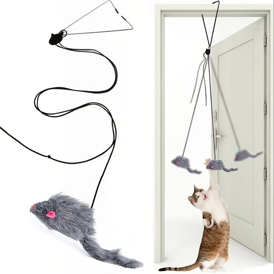 Interactive Mouse Design Cat Teaser Toy - Hanging Door Toy for Indoor Cats and Kittens, Perfect Valentine's Day Gift
