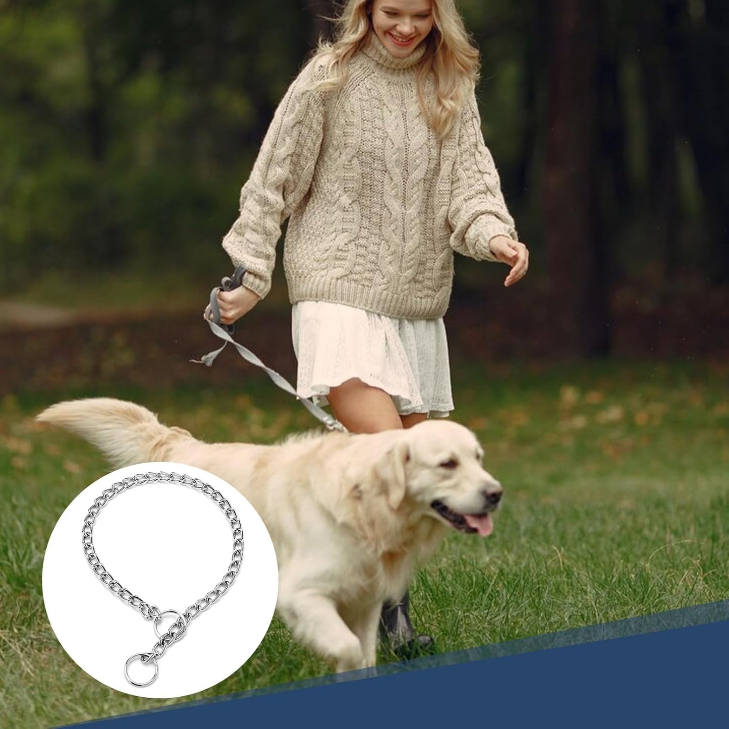 Durable Adjustable Iron Metal Choke Chain Collar for Medium to Large Dogs - Anti-Chew Training and Walking Solution (55CM)