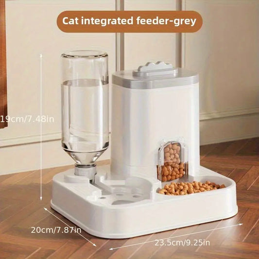 Cat Water Dispenser with Integrated Food Basin
