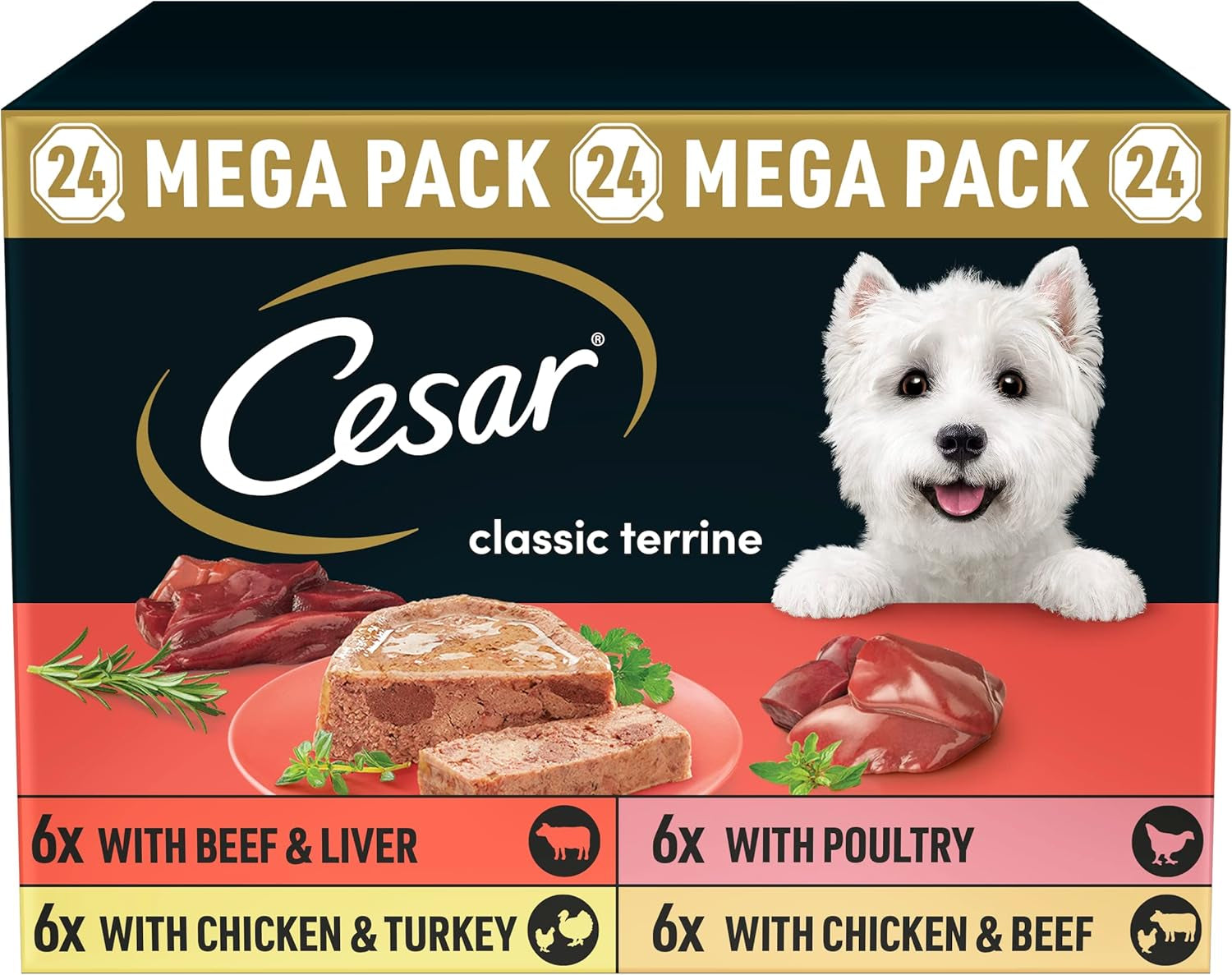 Classic Terrine Wet Dog Food Tray Beef & Poultry in Loaf 24 X 150G