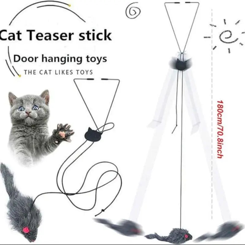 Interactive Mouse Design Cat Teaser Toy - Hanging Door Toy for Indoor Cats and Kittens, Perfect Valentine's Day Gift