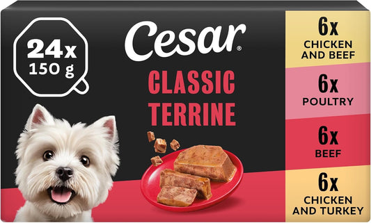 Classic Terrine Wet Dog Food Tray Beef & Poultry in Loaf 24 X 150G