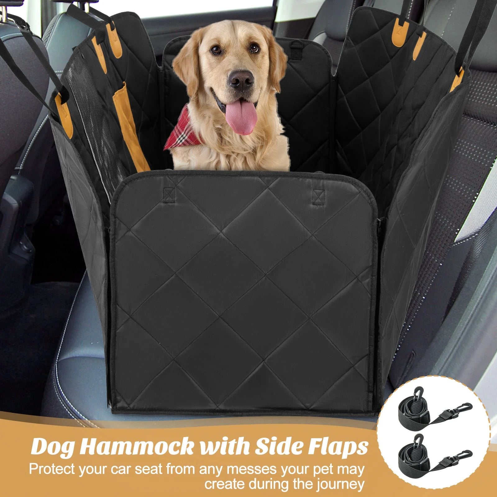 Premium Waterproof Dog Car Seat Cover for Back Seat with Mesh Ventilation Windows