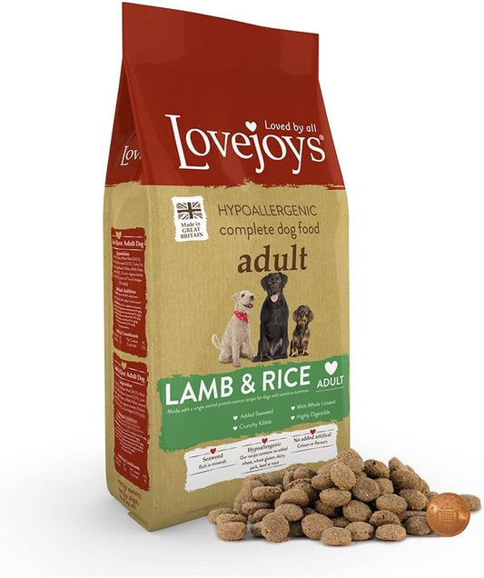 Complete Dry Dog Food Hypoallergenic Recipe, Lamb & Rice, 12Kg - Wheat-Free Dried Dog Biscuits and Sensitive Dog Food Dry