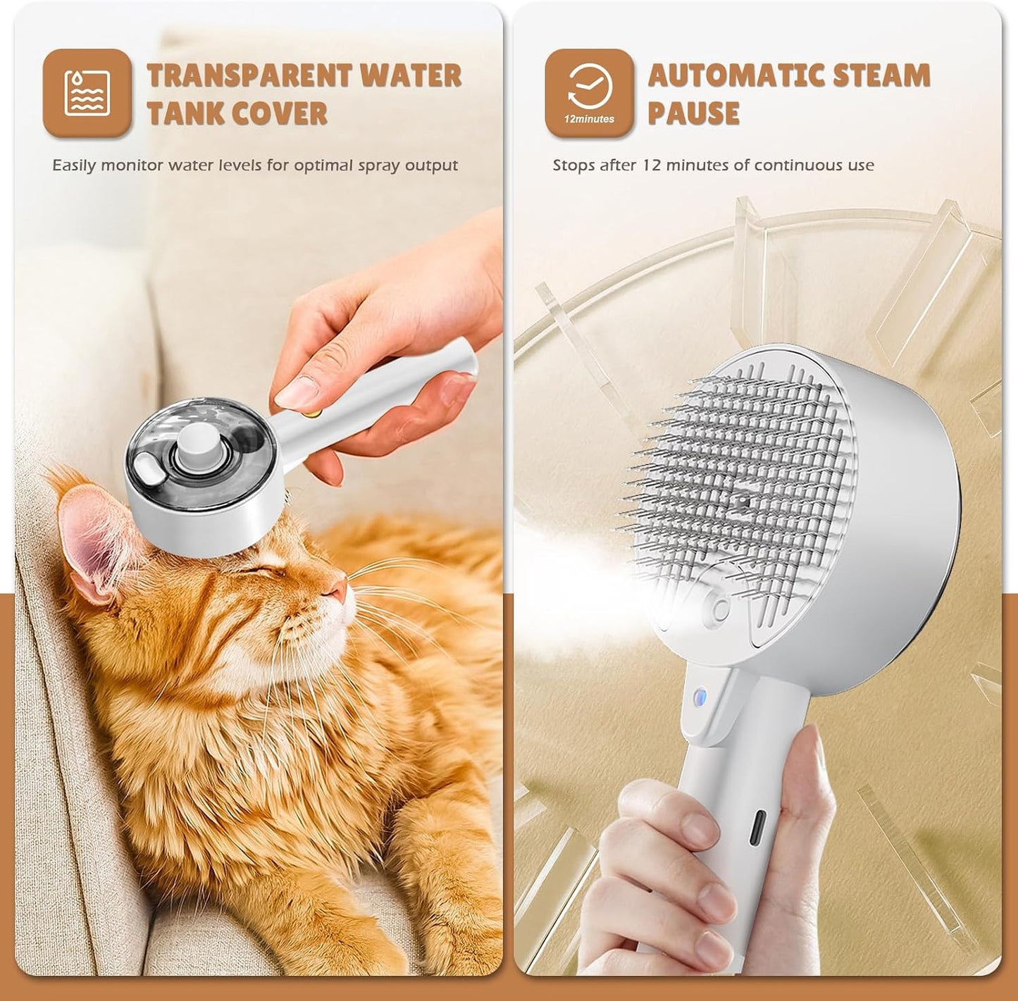 Spritz Defur Comb for Cats 2026 Cat Steam Brush for Grooming 4 in 1 Spray Cat Comb for Shedding Steamy Dog Brushes for Long Short Haired Cats Dogs Kitten Rabbit Pets Grooming Brush for Massage Clean