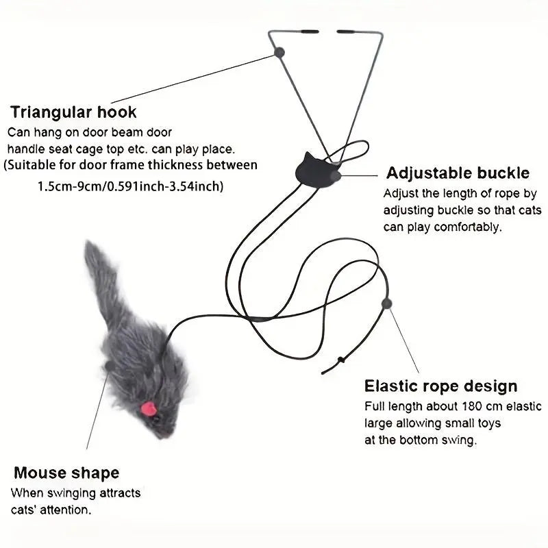 Interactive Mouse Design Cat Teaser Toy - Hanging Door Toy for Indoor Cats and Kittens, Perfect Valentine's Day Gift