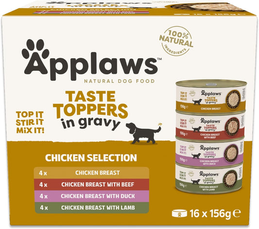 100% Natural Wet Dog Food, Chicken with Beef, Lamb and Duck Selection in Gravy 156G Tin (16 X 156G Tins)