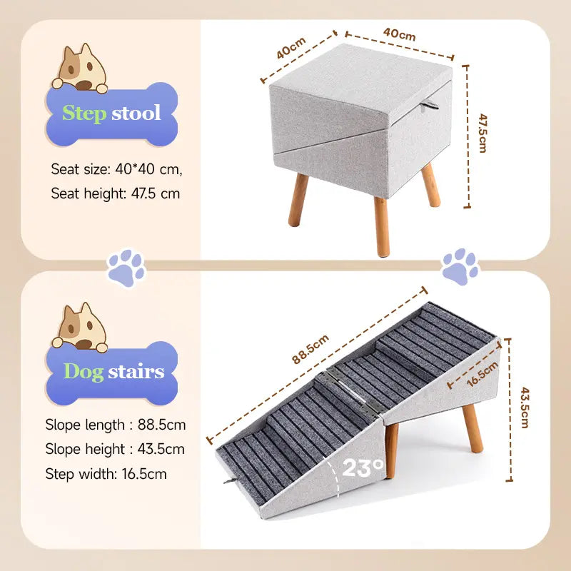 2-in-1 Puppy and Pet Stair Ramp 17"