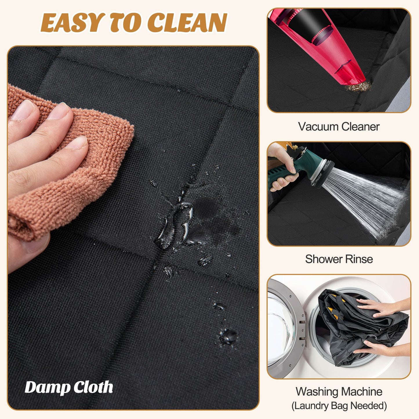 Premium Waterproof Dog Car Seat Cover for Back Seat with Mesh Ventilation Windows