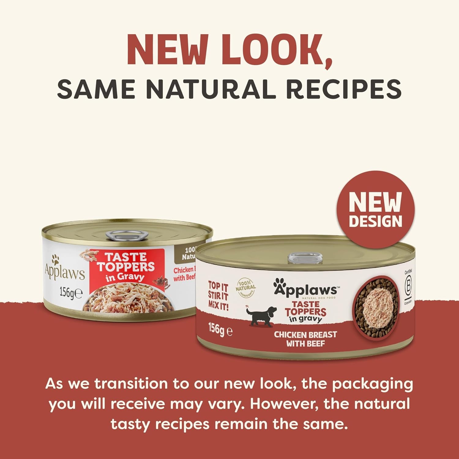 100% Natural Wet Dog Food, Grain Free Chicken with Beef in Gravy Tin, 156G (Pack of 12)