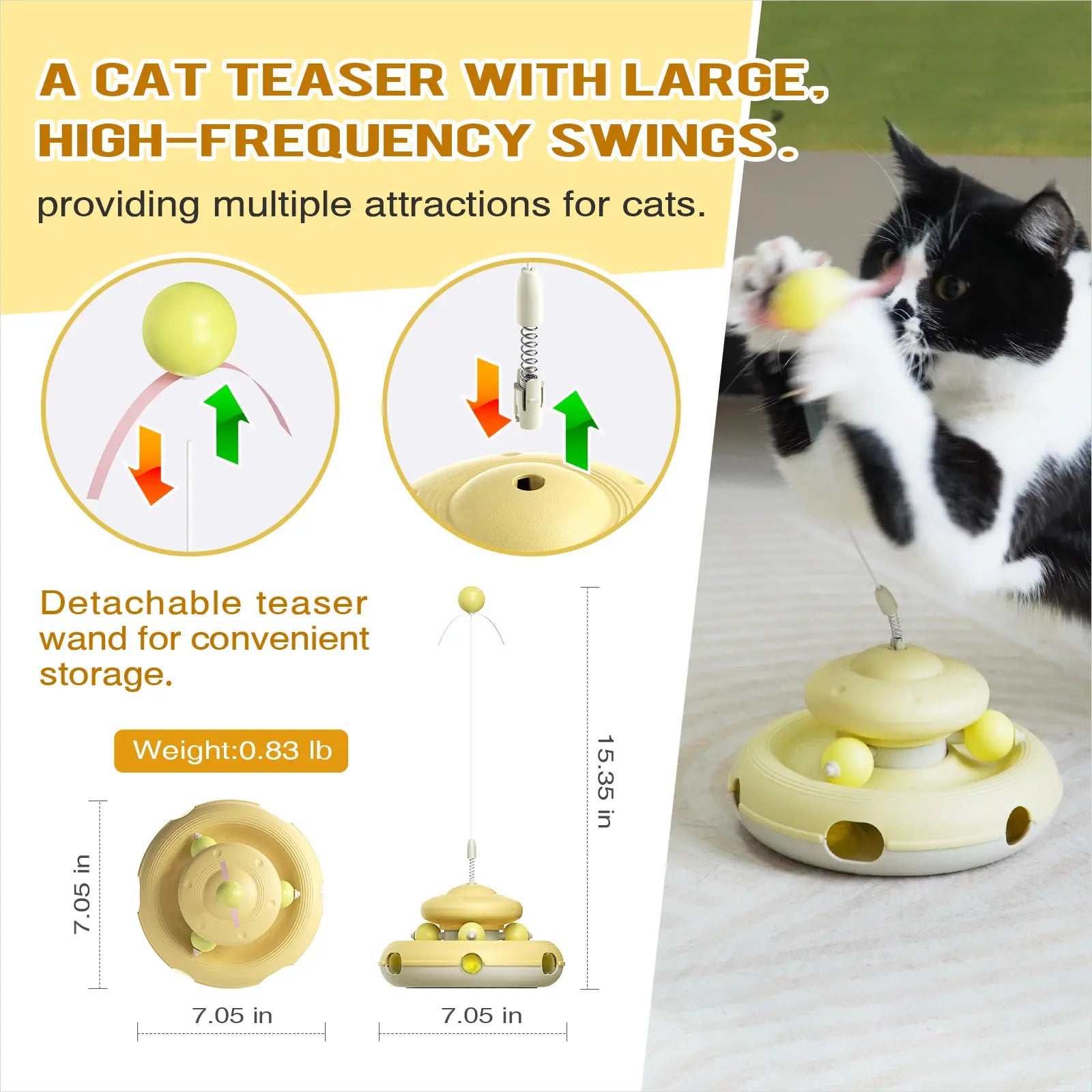 KADTC Interactive Cat Toys - Feather Teaser Wand and Tracking Balls for Indoor Cats, Ideal for Boredom Relief and Enrichment Activities