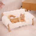 Elevated Pet Couch Bed, Solid Wood Sofa for Cat and Small Dog 