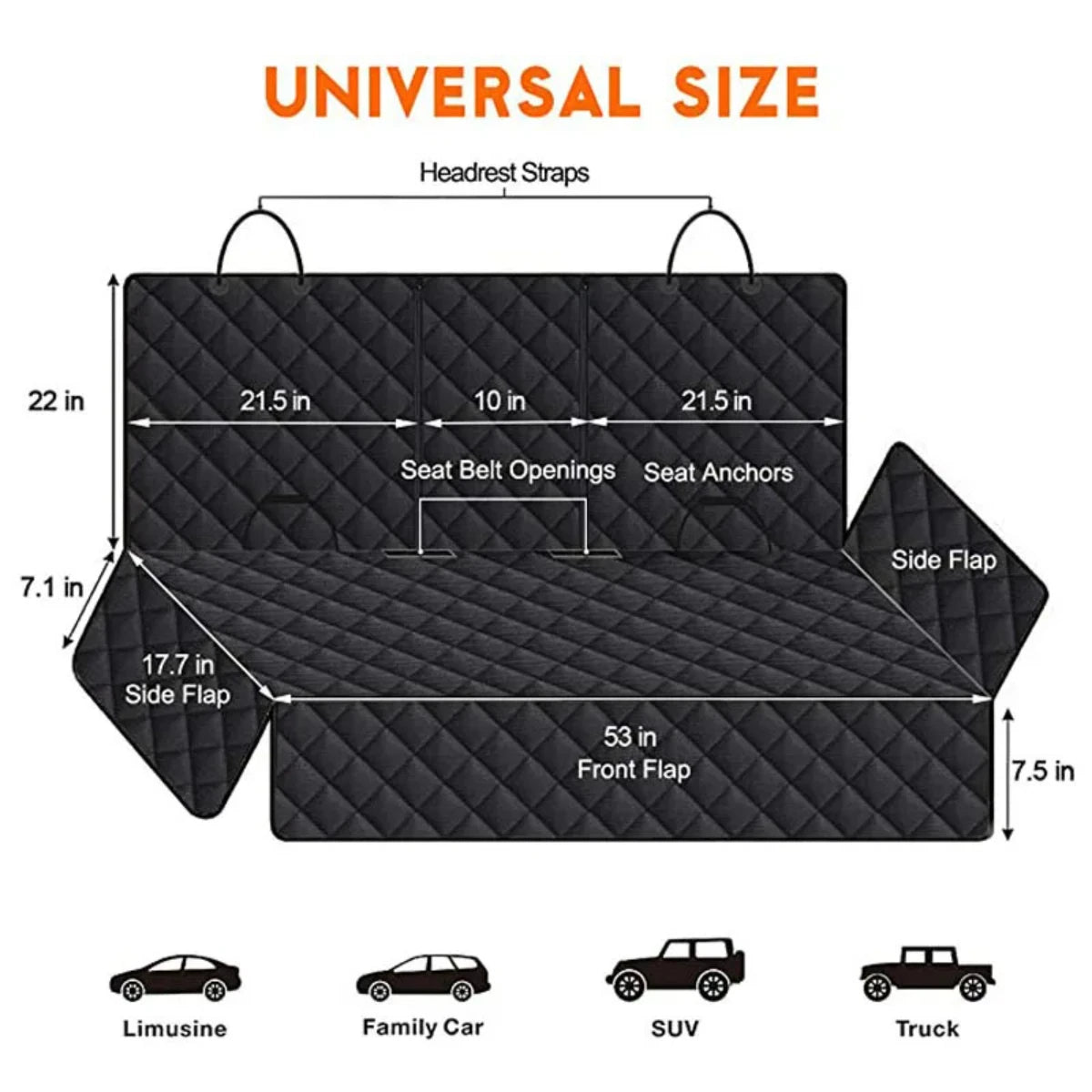 Dog Car Seat Cover Pet Travel Carrier Mattress Waterproof Dog Car Seat Protector with Middle Seat Armrest for Dogs