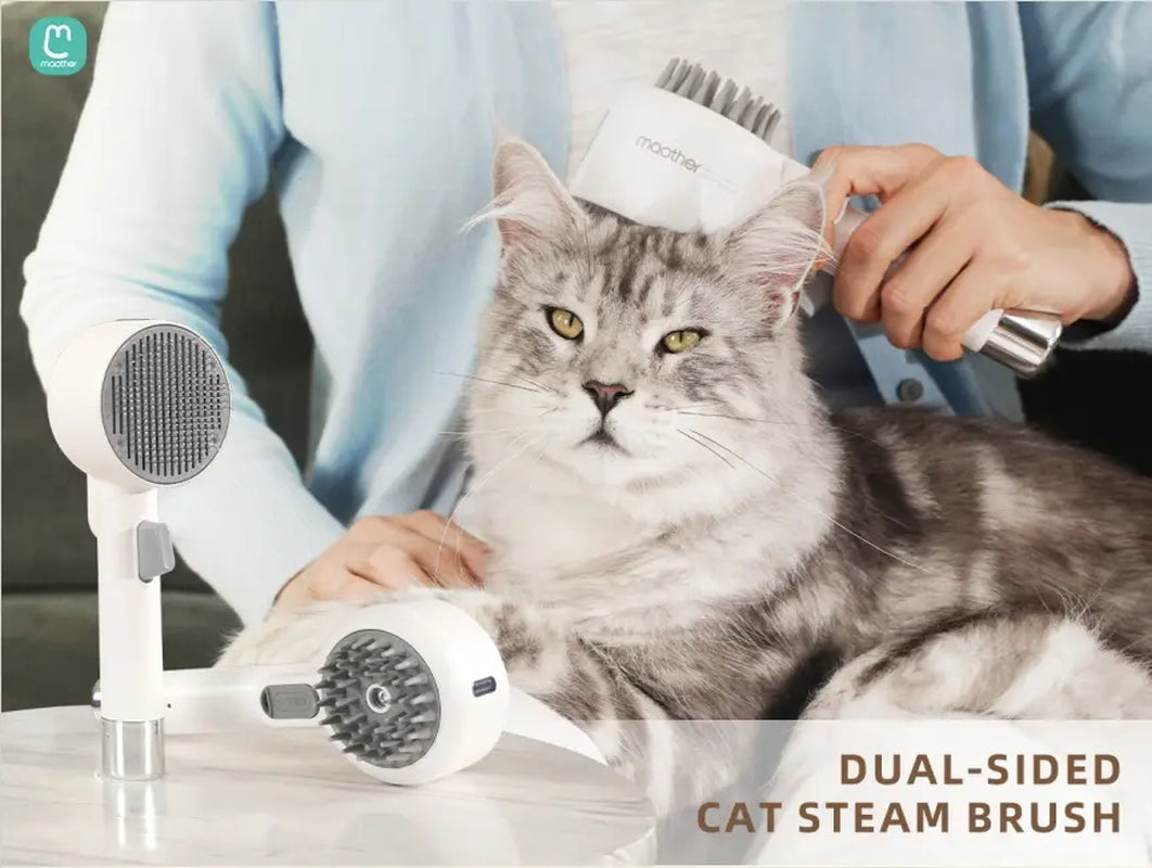 Fresh Fur 2-in-1 Pet Steam Shower Brush and Spray Comb for Cats and Dogs - Deshedding and Grooming Tool