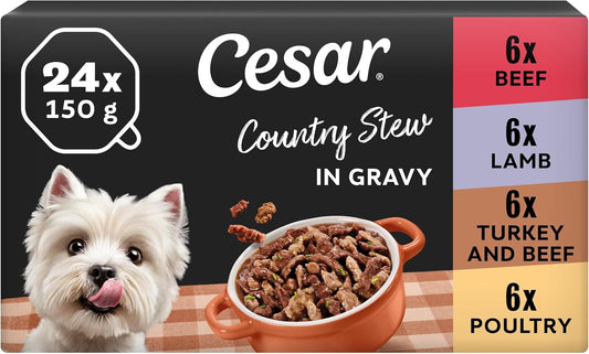 Country Stew Wet Dog Food Tray Beef, Turkey & Beef Poultry and Lamb in Gravy 24 X 150G
