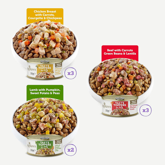 Natural Wet Dog Food Tin, Grain Free Meat Selection with Vegetables in Jelly 156G (8 X 156G Tins)