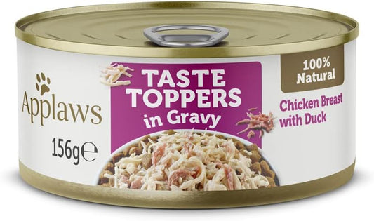 100% Natural Wet Dog Food Tins, Chicken Breast with Duck in Gravy, 156G (Pack of 12)