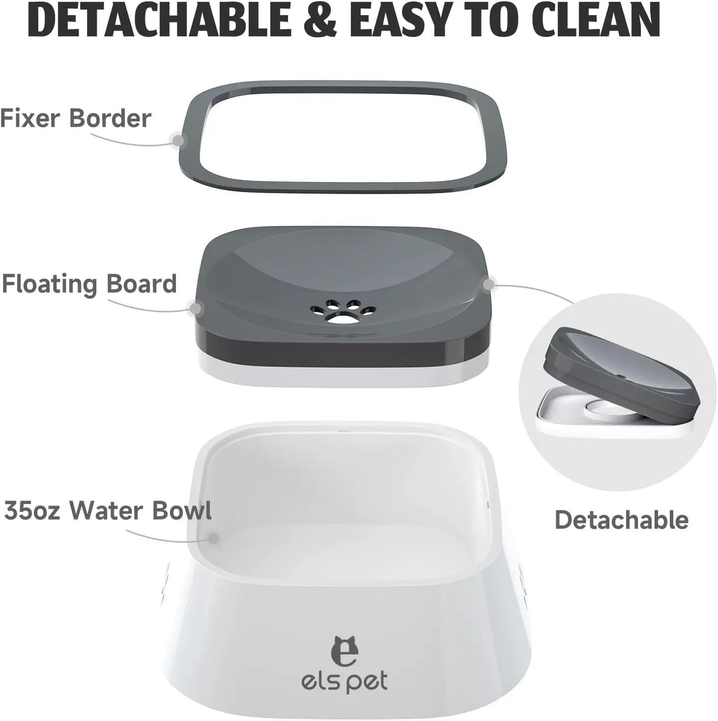 Large Capacity No-Spill Pet Water Bowl with Slow-Sip Design for Messy Drinkers