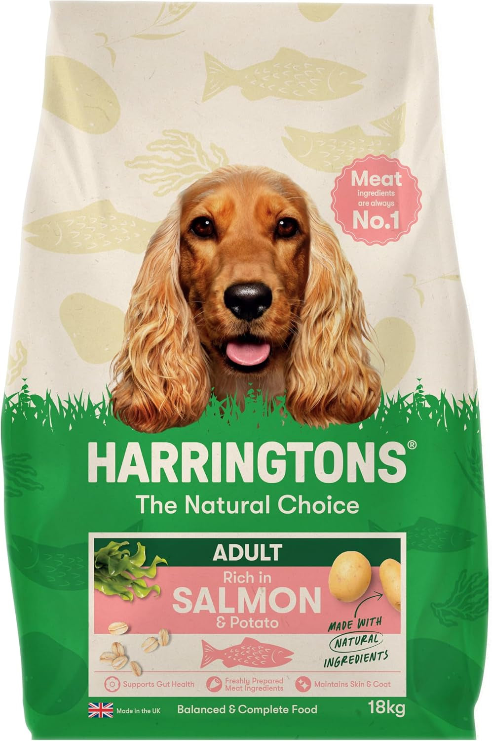 Complete Dry Adult Dog Food Salmon & Potato 18Kg - Made with All Natural Ingredients (Packaging May Vary)
