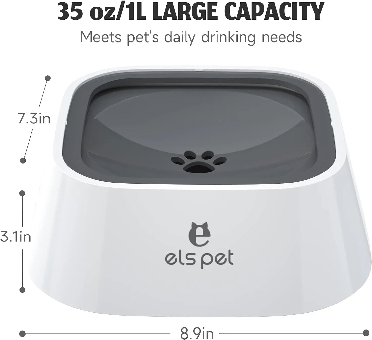 Large Capacity No-Spill Pet Water Bowl with Slow-Sip Design for Messy Drinkers