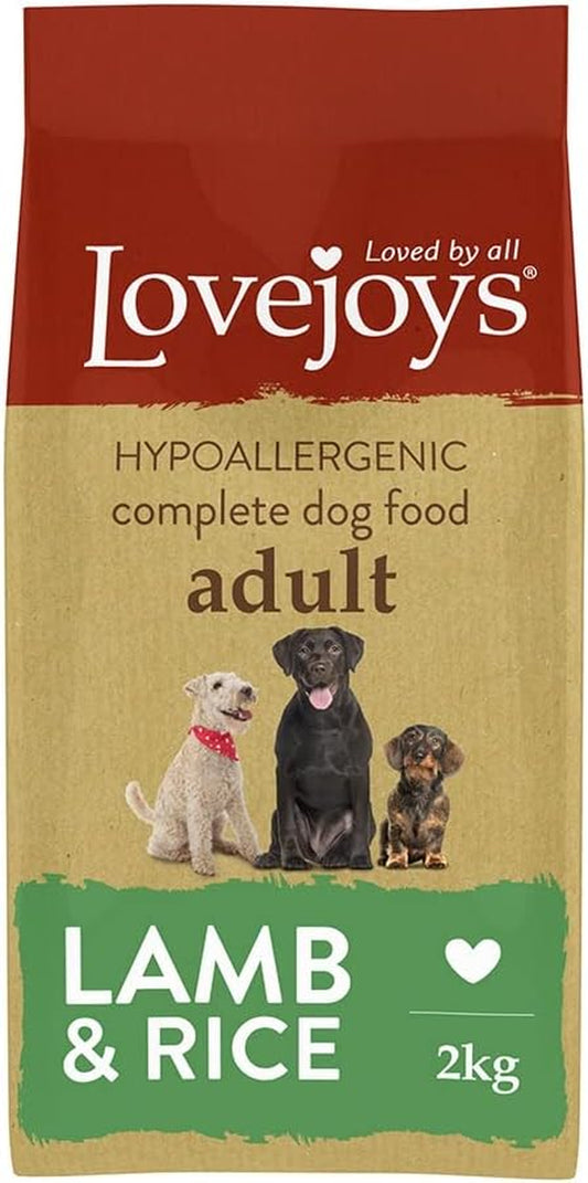 Complete Dry Dog Food Hypoallergenic Recipe, Lamb & Rice, 2Kg - Wheat-Free Dried Dog Biscuits and Sensitive Dog Food Dry