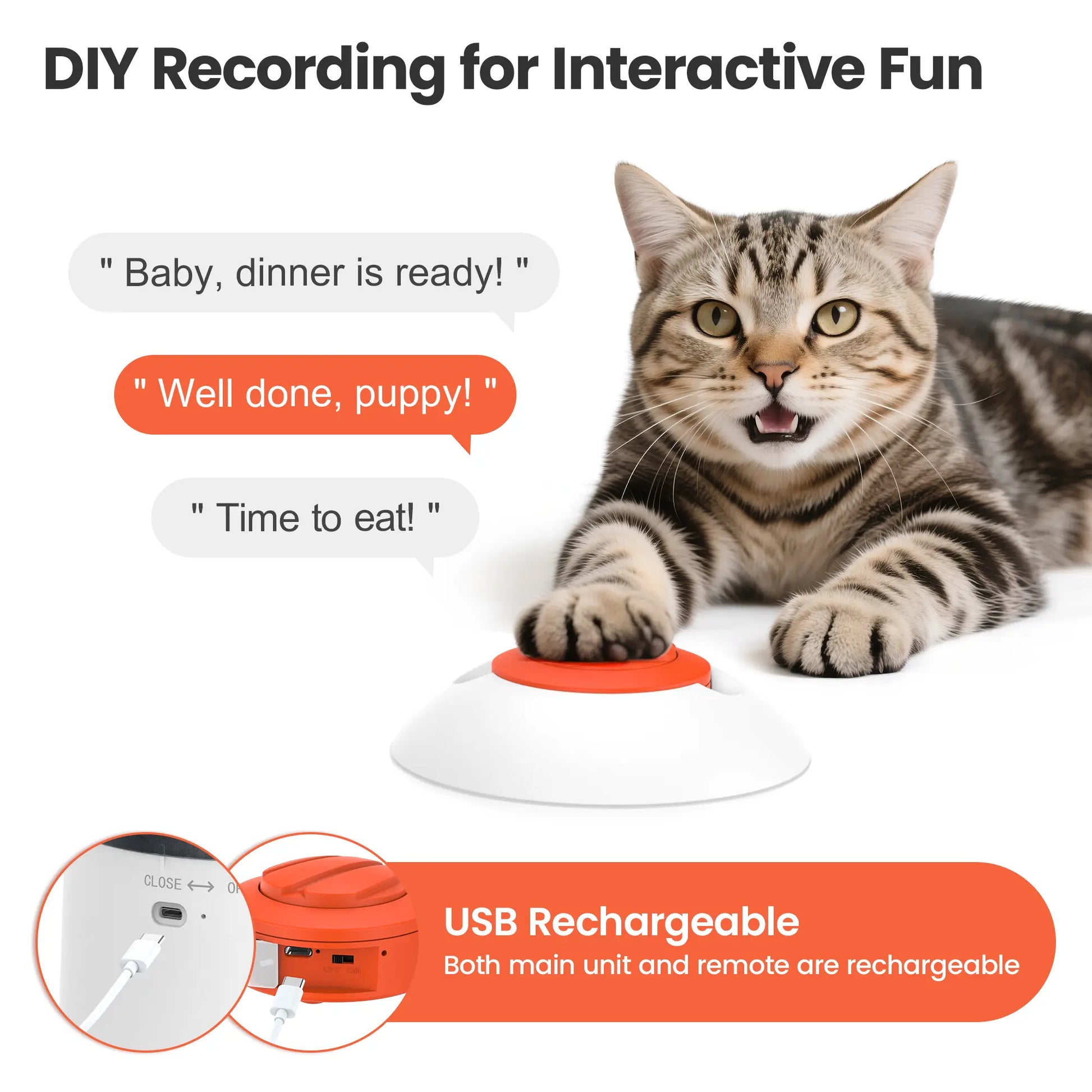 Potaroma Interactive Pet Puzzle Feeder Toy - Rechargeable Automatic Treat Dispenser for Dogs and Cats, 280ml Capacity, Remote-Controlled Food Dispensing System