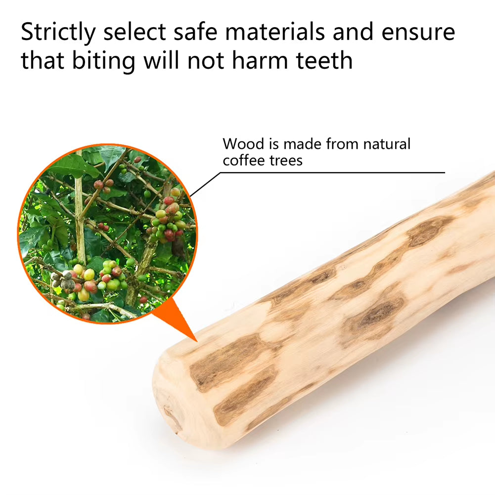 Natural Coffee Wood Dog Chewing Toy - Bite-Resistant Teeth Grinding Rod for Anxiety Relief