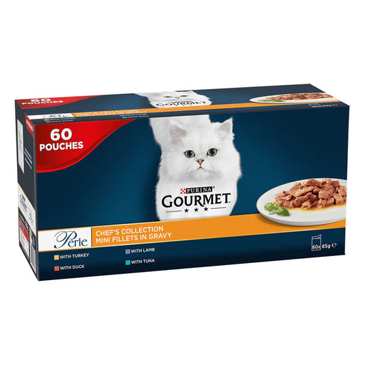 Gourmet Perle Cat Food - Chef's Fish & Meat Mixed Collection (60 x 85g) - Exquisite Flavours for Your Feline Friend