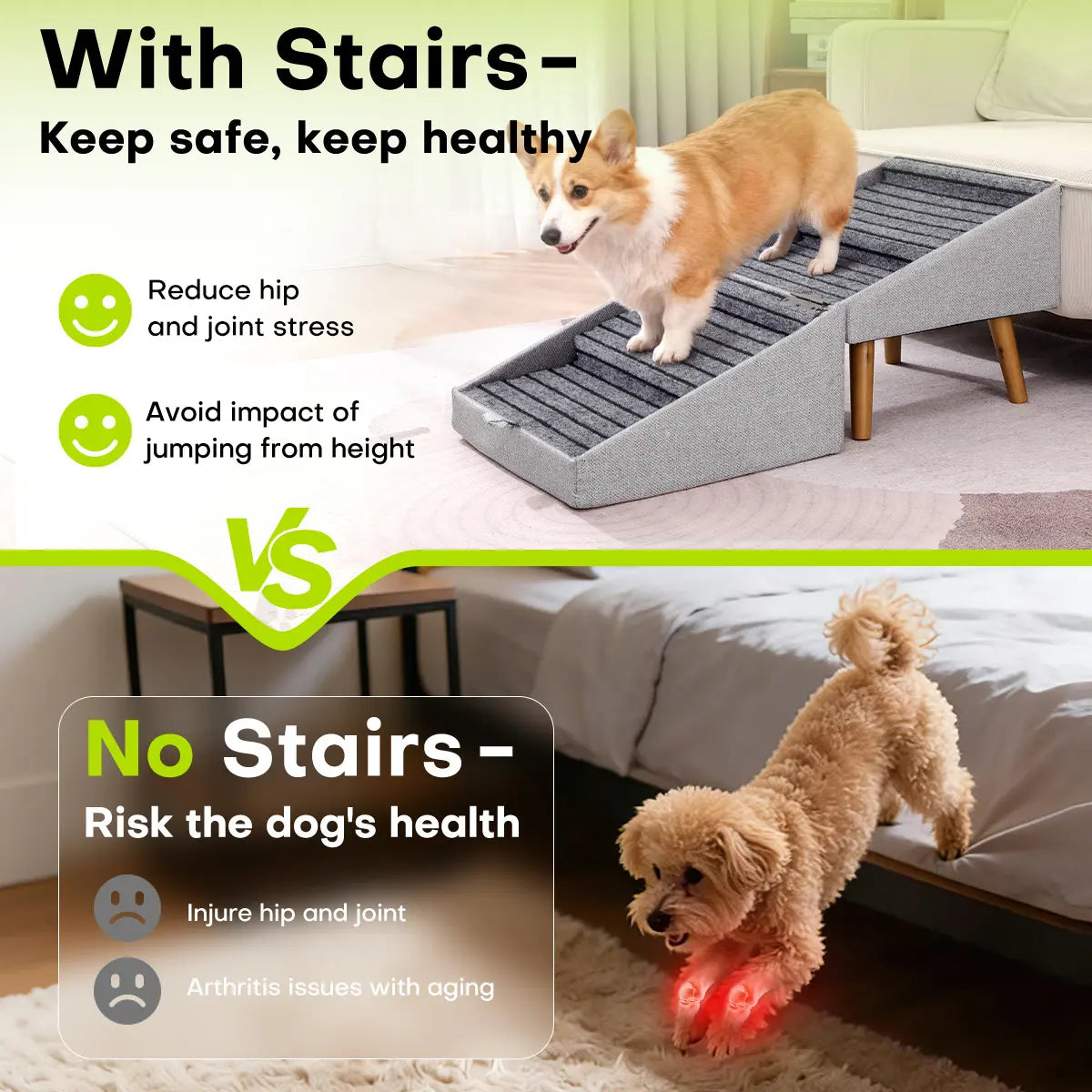 2-in-1 Puppy and Pet Stair Ramp 17"
