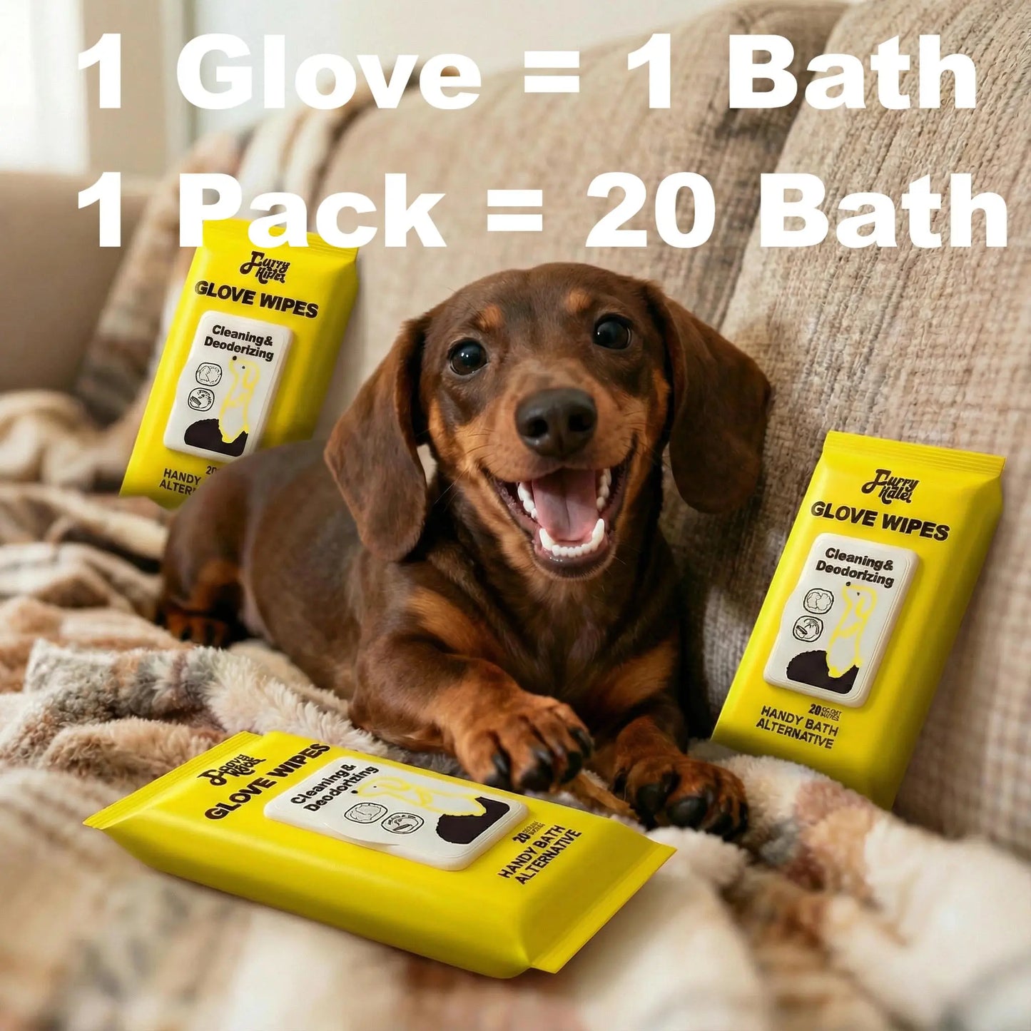 PRO Pet Glove Wipes - No-Rinse Grooming Solution for Dogs and Cats (20 Count) | Hypoallergenic, Deodorizing, and Eco-Friendly | Extra Thick, Natural Ingredients for Daily Care and Travel | Flexible Glove-Fit Design for Controlled Cleaning