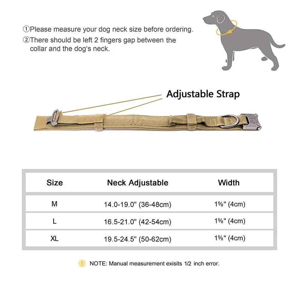 Tactical Dog Collar with Handle - Heavy Duty Accessory for Medium to Large Pets, Suitable for Dogs and Cats