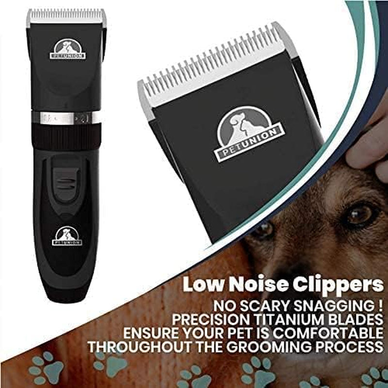 Professional Rechargeable Cordless Pet Grooming Kit with Low Noise Clippers and Accessories for Dogs, Cats, and Other Pets (Grey)