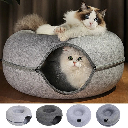 Interactive Cat Donut Tunnel Nest