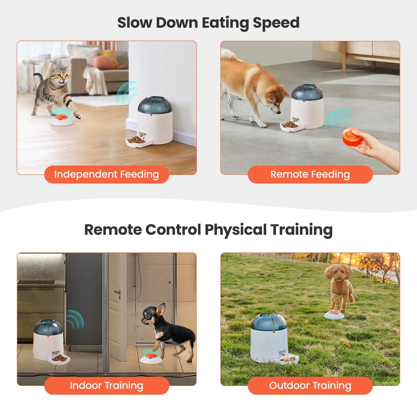 Potaroma Interactive Pet Puzzle Feeder Toy - Rechargeable Automatic Treat Dispenser for Dogs and Cats, 280ml Capacity, Remote-Controlled Food Dispensing System