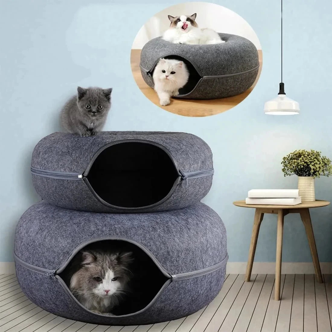 Interactive Cat Donut Tunnel Nest