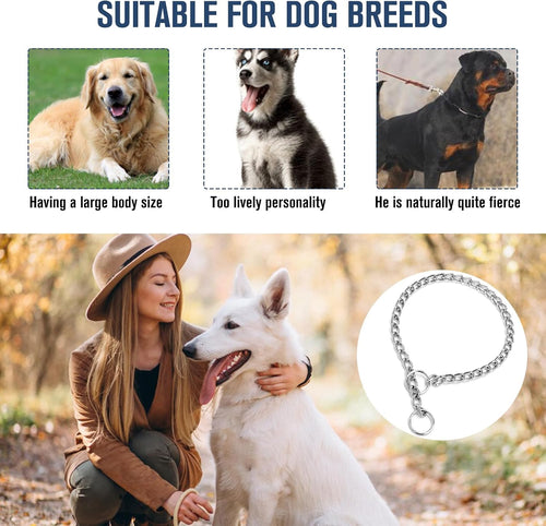 Durable Adjustable Iron Metal Choke Chain Collar for Medium to Large Dogs - Anti-Chew Training and Walking Solution (55CM)