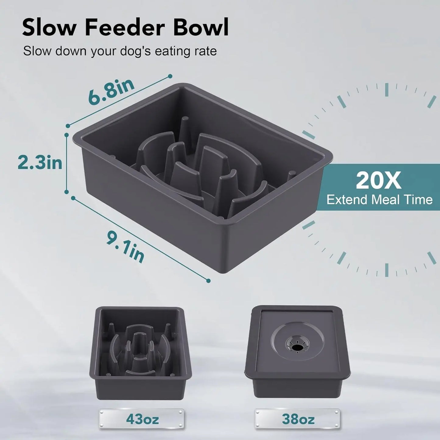UPSKY 2-in-1 Elevated Slow Feeder Dog Bowl Set with Height-Adjustable Stand and Anti-Spill Design for Small to Medium Dogs