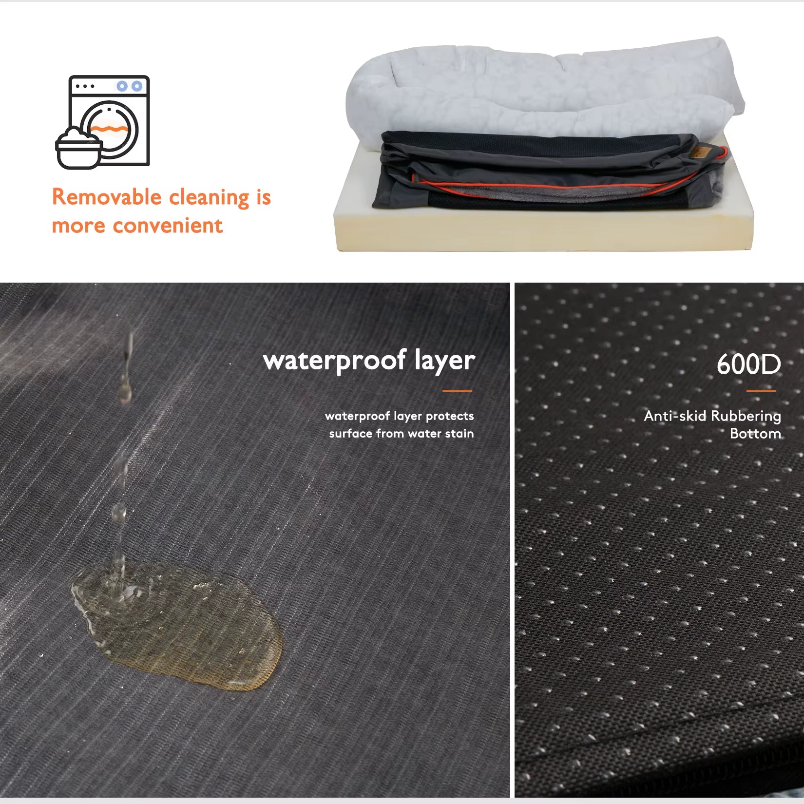 Jumbo Orthopedic Dog Bed Memory Foam Waterproof Mattress