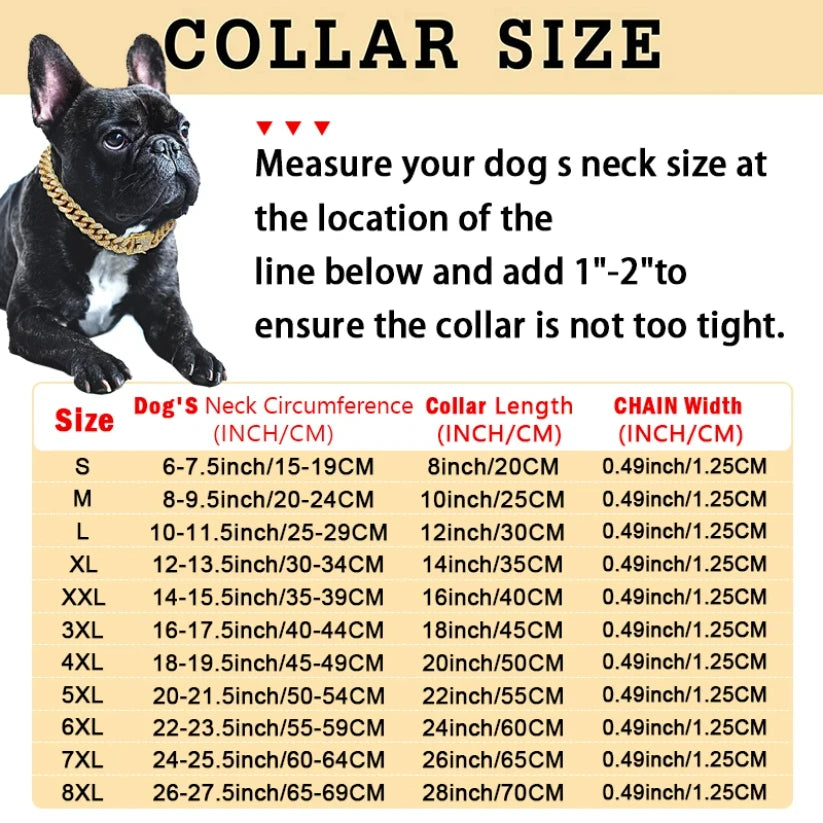 Diamond Cuban Metal Chain Collar for Dogs and Cats with Secure Buckle - Stylish Pet Accessory
