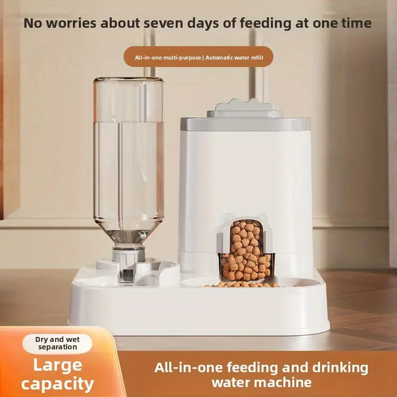 Cat Water Dispenser with Integrated Food Basin