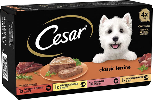 Classics Terrine - Wet Dog Food - for Adult Dogs - Tray Mixed Selection in Loaf - 16 X 150 G