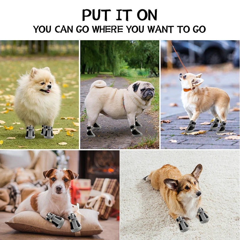 Non-Slip Dog Shoes with Thick Plush Protection and Breathable Design for Outdoor Activities